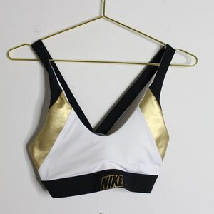 Nike Dri-fit Black, Gold and White Sports Bra - Medium